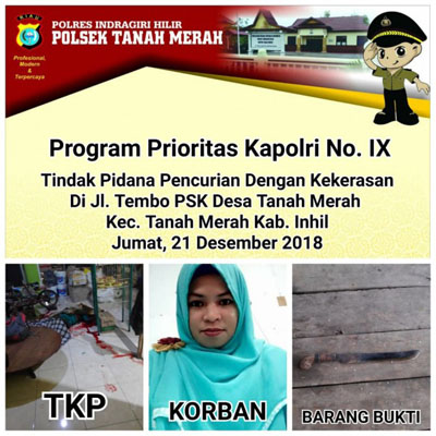 Seorang IRT di Tanah Merah Inhil Ditemukan Tergeletak Bersimbah Darah